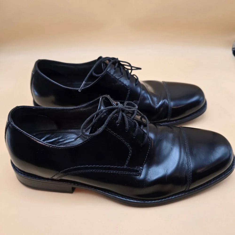 Johnston & Murphy Mens Black Leather‎ Cap Toe Derby Dress Shoes 20-3241 / 11M